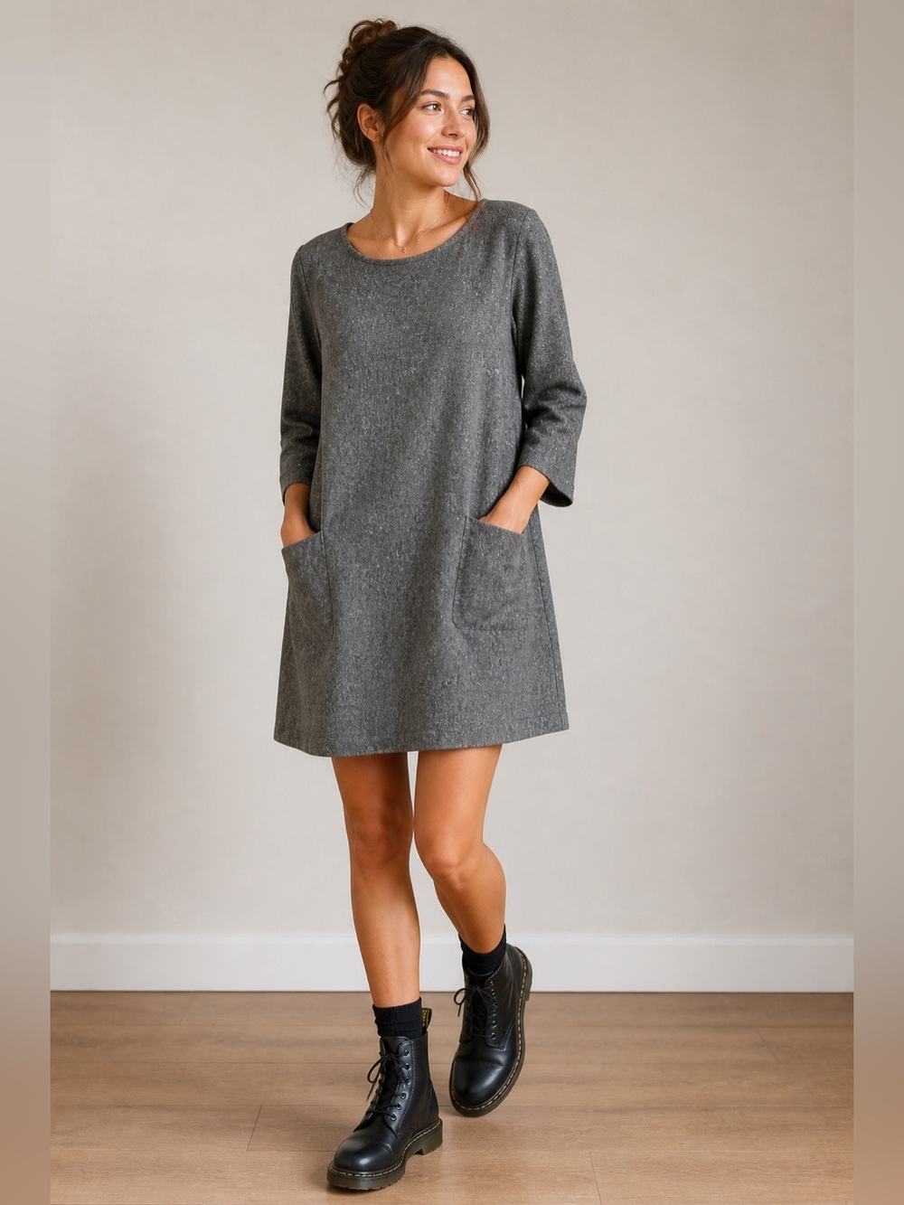 Nuthatch Wool Blend Lagenlook Gray Dress